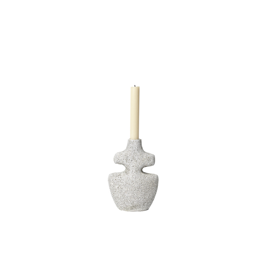 Yara Candle Holder Medium Grey Pumice