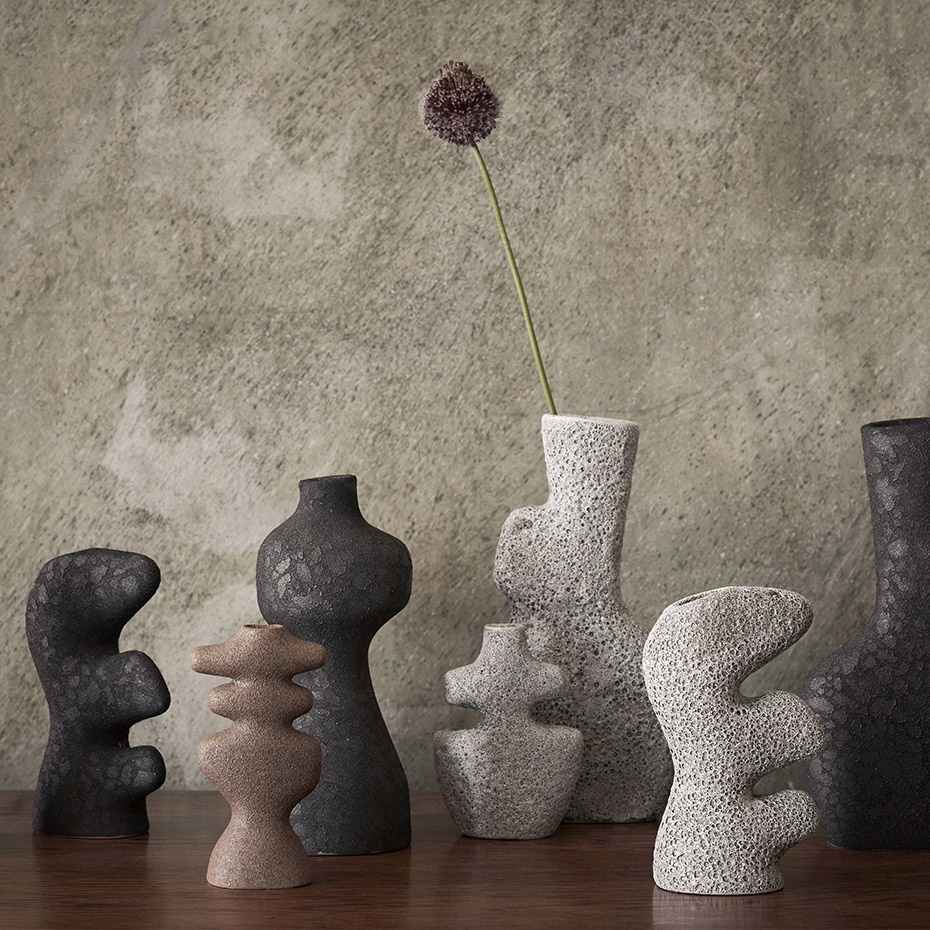 Yara Candle Holder Medium Grey Pumice