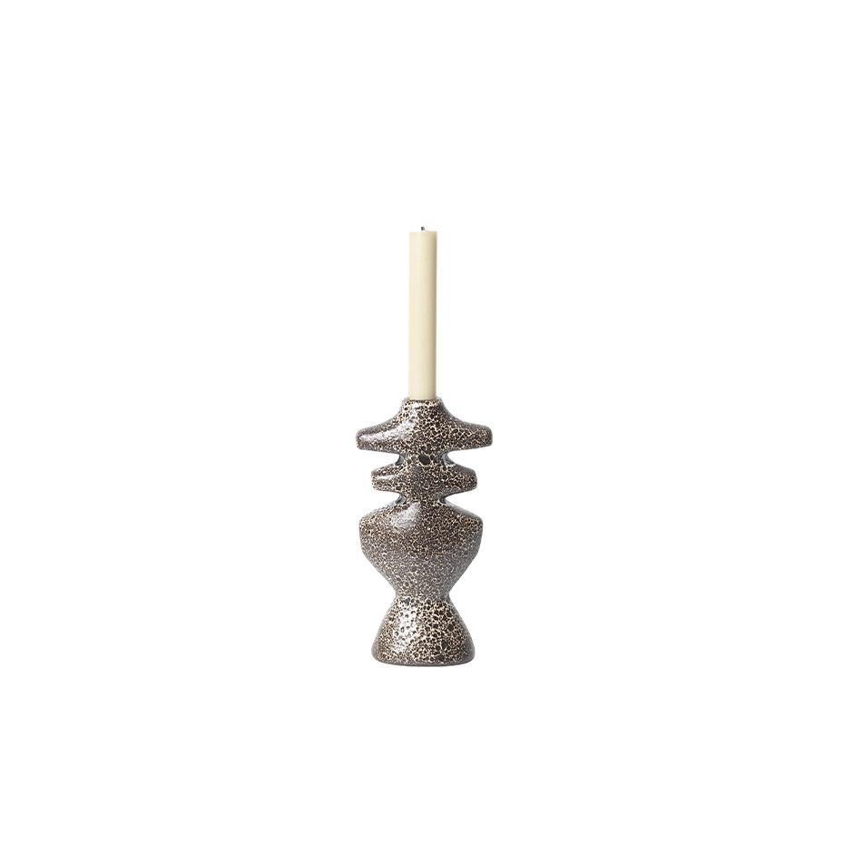 Yara Candle Holder Large Brown Spot