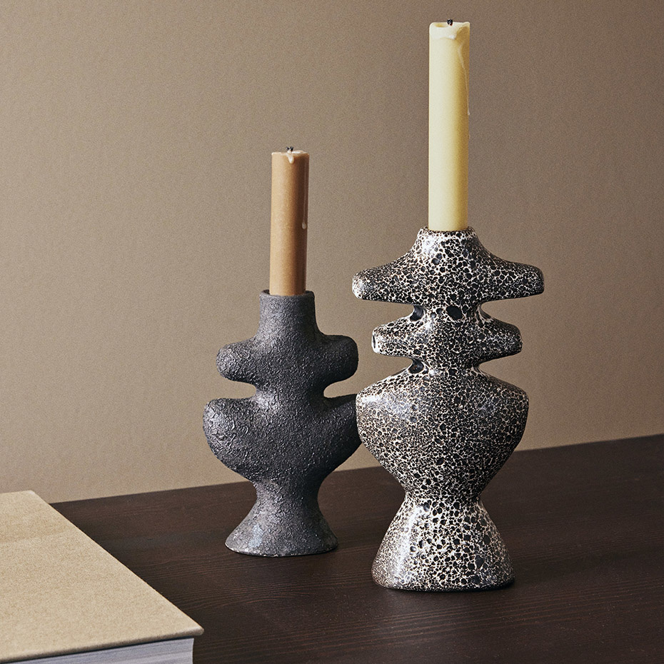 Yara Candle Holder Large Brown Spot