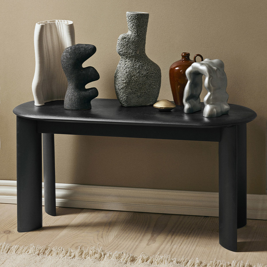 Bevel Bench Black Oiled Beech