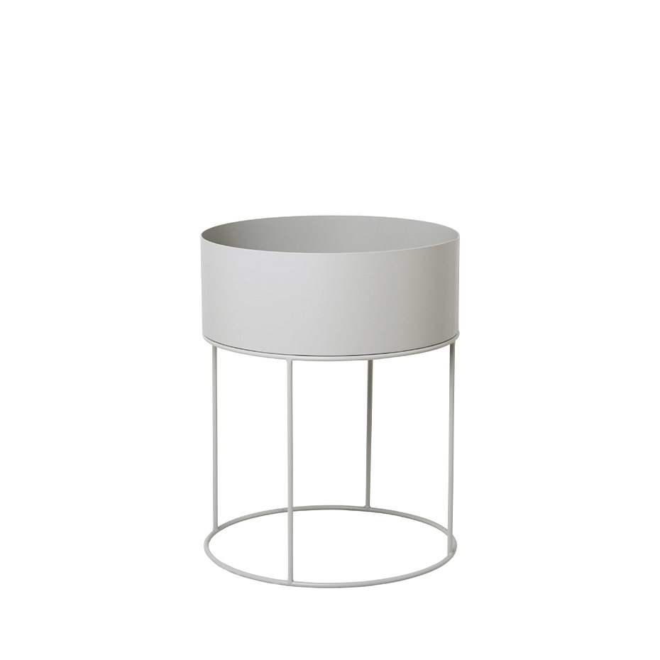 Plant Box Round Light Grey