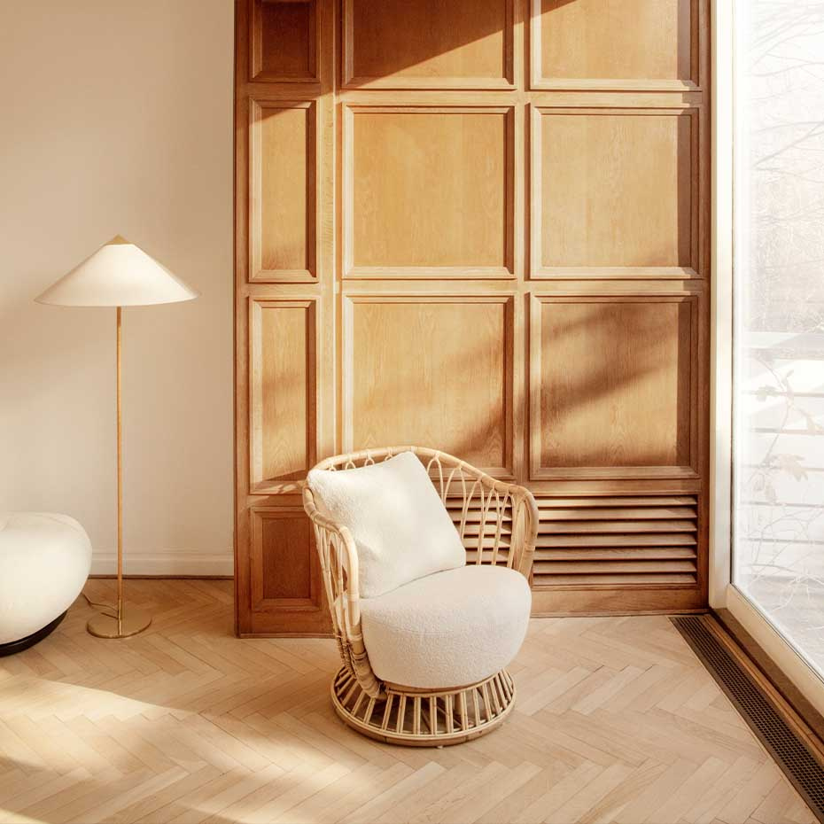 9602 Golvlampa Polished Brass/Canvas