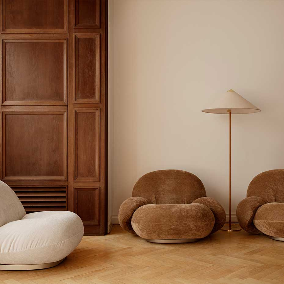 9602 Golvlampa Polished Brass/Canvas