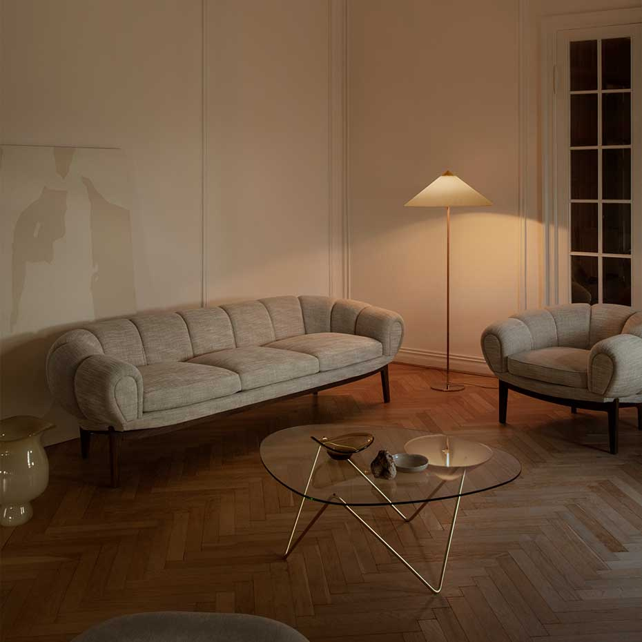 9602 Golvlampa Polished Brass/Canvas