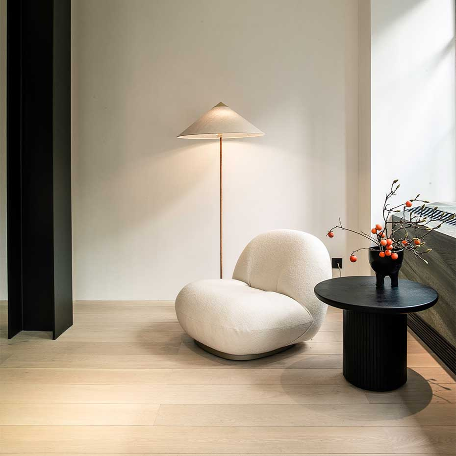 9602 Golvlampa Polished Brass/Canvas