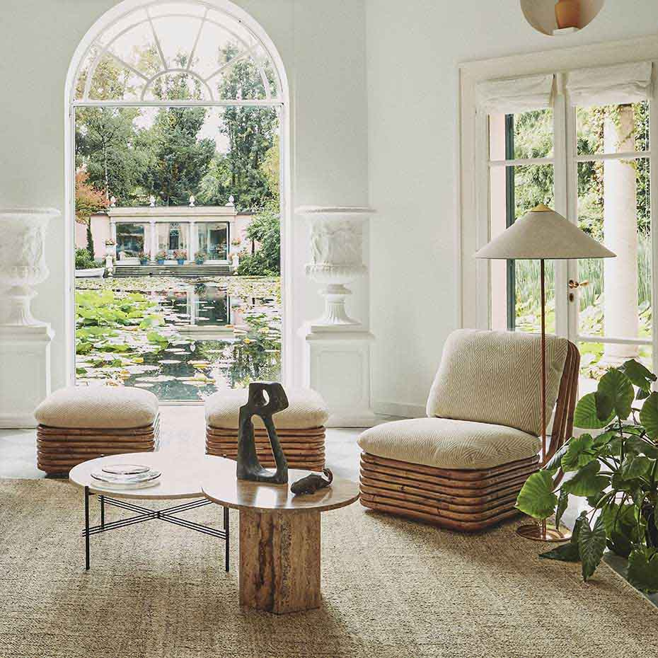 9602 Golvlampa Polished Brass/Canvas