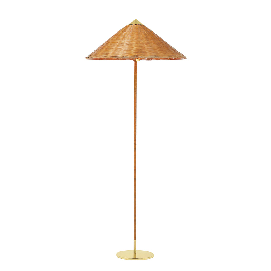9602 Golvlampa Polished Brass/Wicker Willow