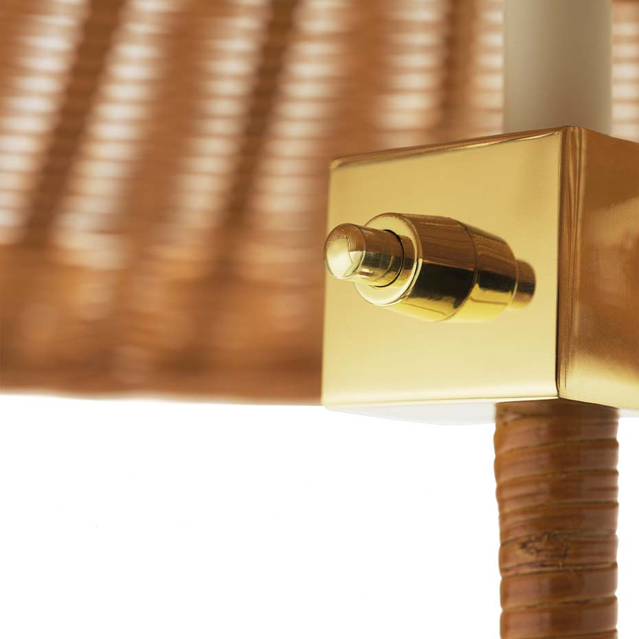 9602 Golvlampa Polished Brass/Wicker Willow