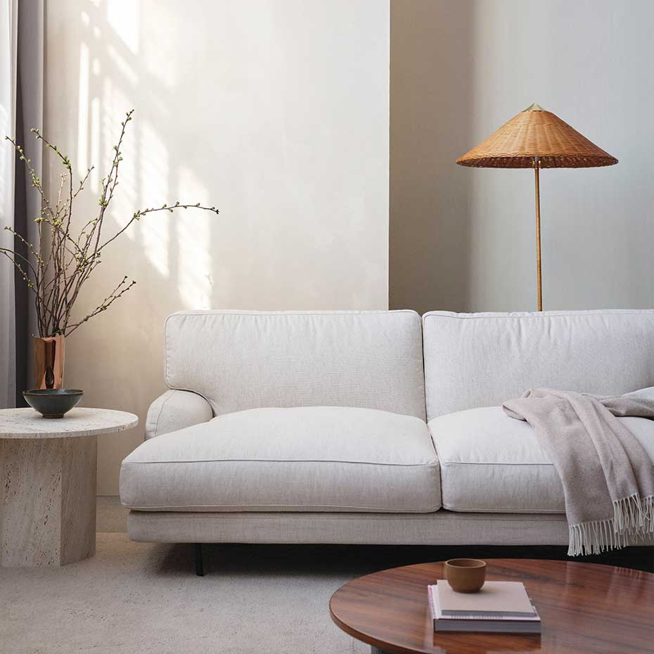 9602 Golvlampa Polished Brass/Wicker Willow