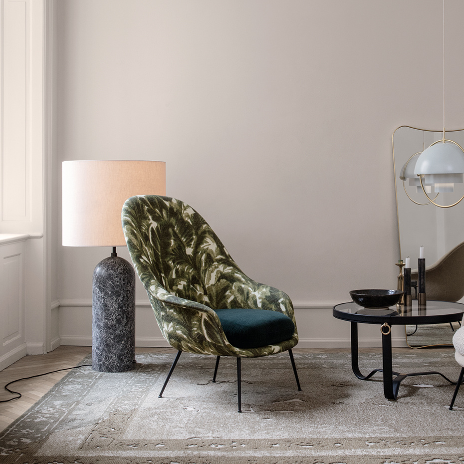 Gravity Golvlampa XL Low Grey Marble/Canvas