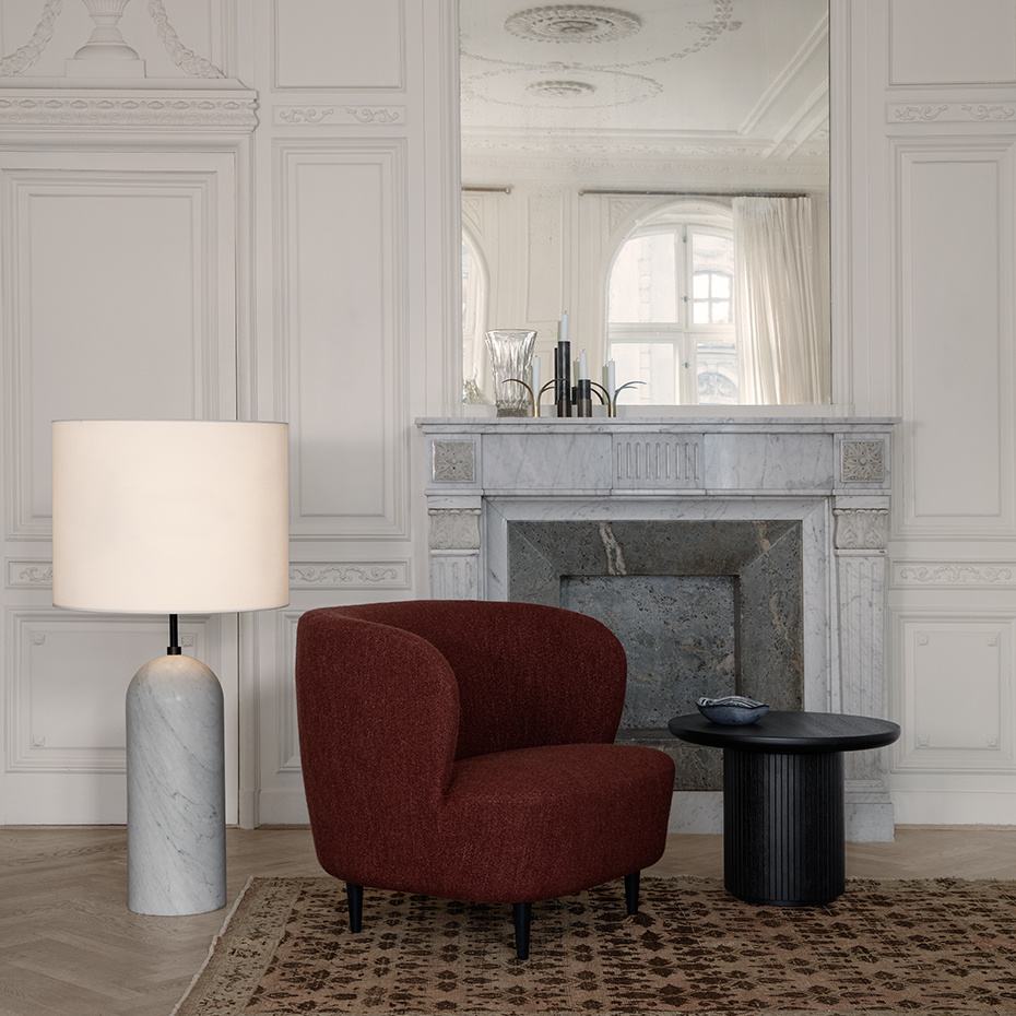 Gravity Golvlampa XL Low White Marble/Canvas