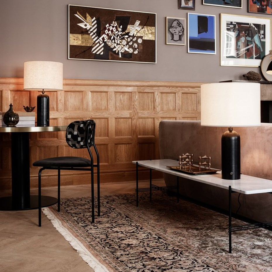 Gravity Bordslampa Small Black Marble/Canvas