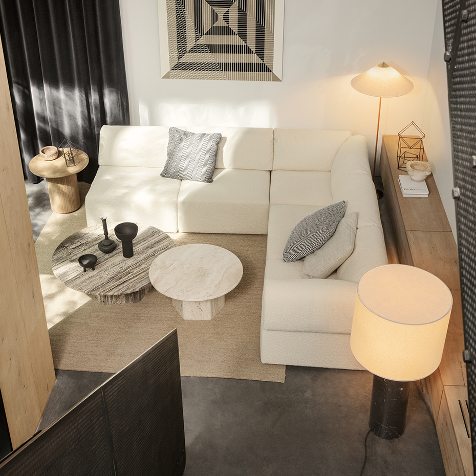 Moon Coffee Table Ø60cm Grey Emperador Marble