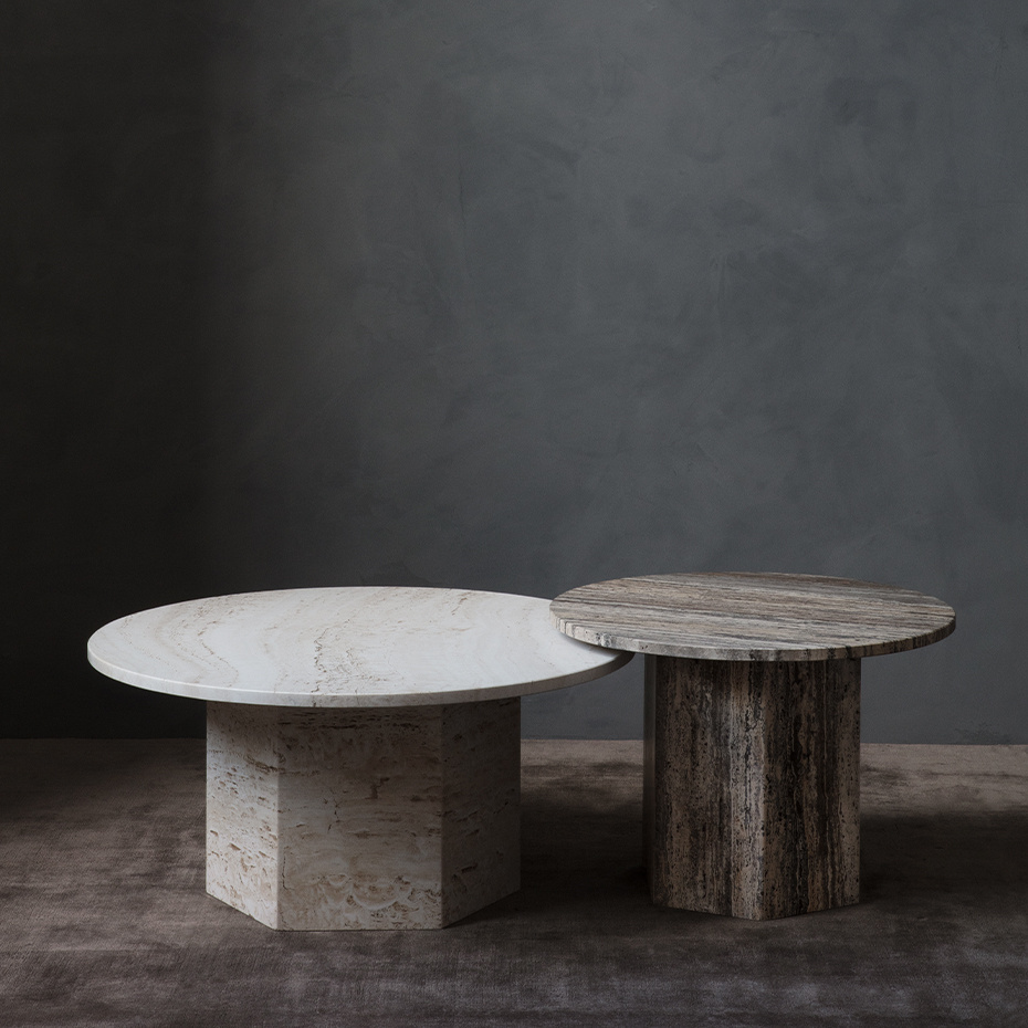 Epic Coffee Table Ø60cm Burnt Red Travertine