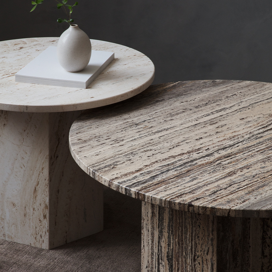 Epic Coffee Table Ø80cm Burnt Red Travertine