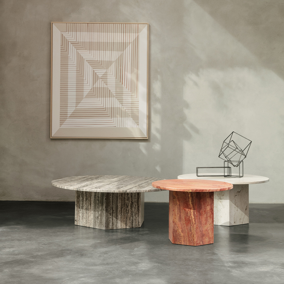 Epic Coffee Table Ø80cm Neutral White Travertine