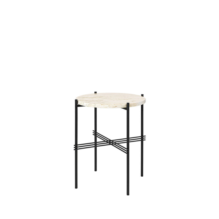 TS Coffee Table Ø40cm Neutral White Travertine