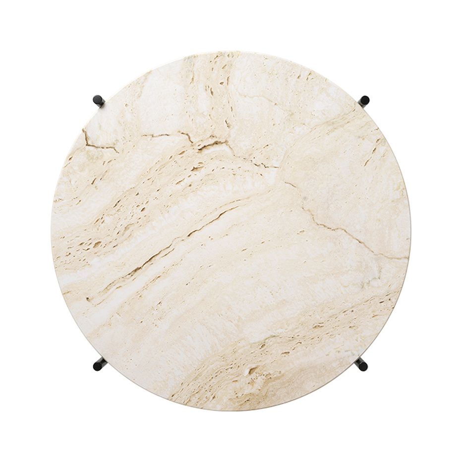 TS Coffee Table Ø55cm Neutral White Travertine