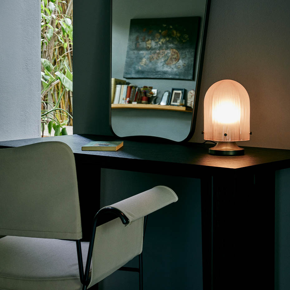 Seine Bordslampa Antique Brass/Coral