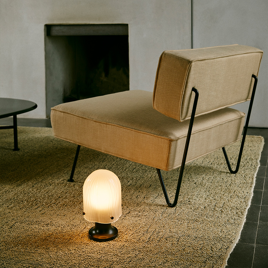 Seine Portable Bordslampa Antique Brass/White