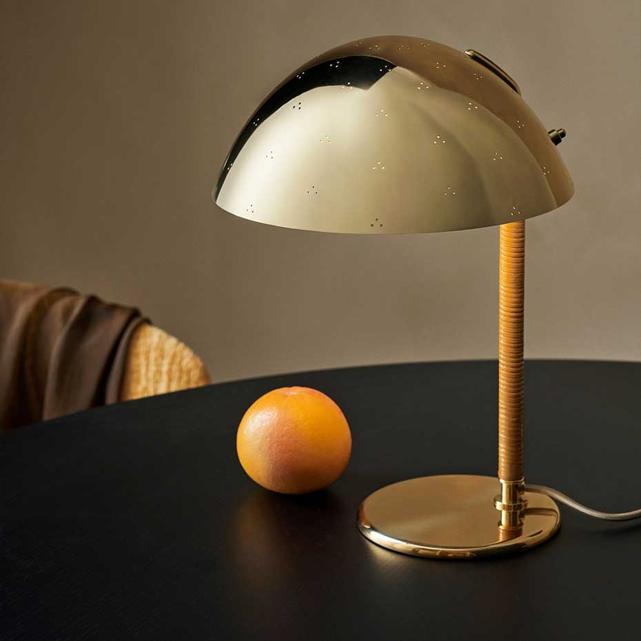 9209 Table Lamp Polished Brass/Lacquered Rattan