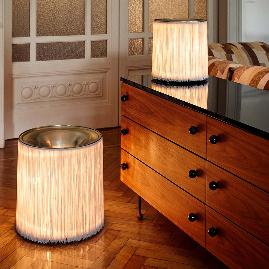 Model 597 Golvlampa Cream Fringe