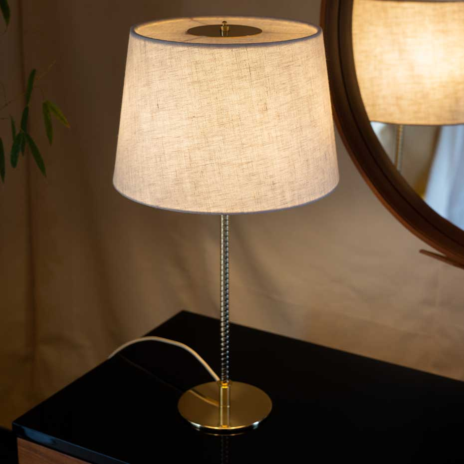 9205 Bordslampa Polished Brass/Canvas