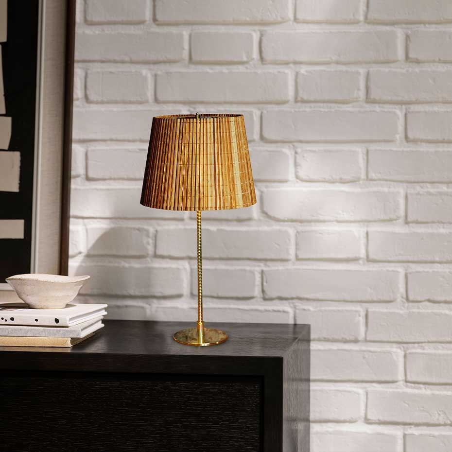 9205 Bordslampa Polished Brass/Bamboo