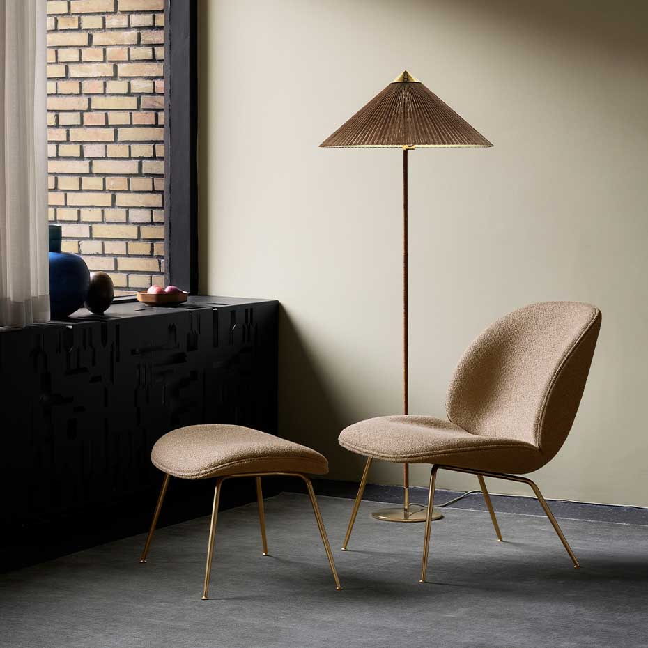 9602 Golvlampa Polished Brass/Bamboo