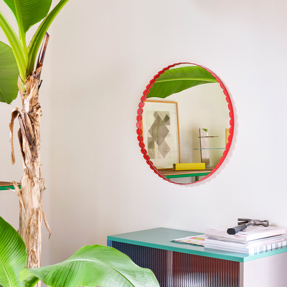 Arcs Mirror Round Red