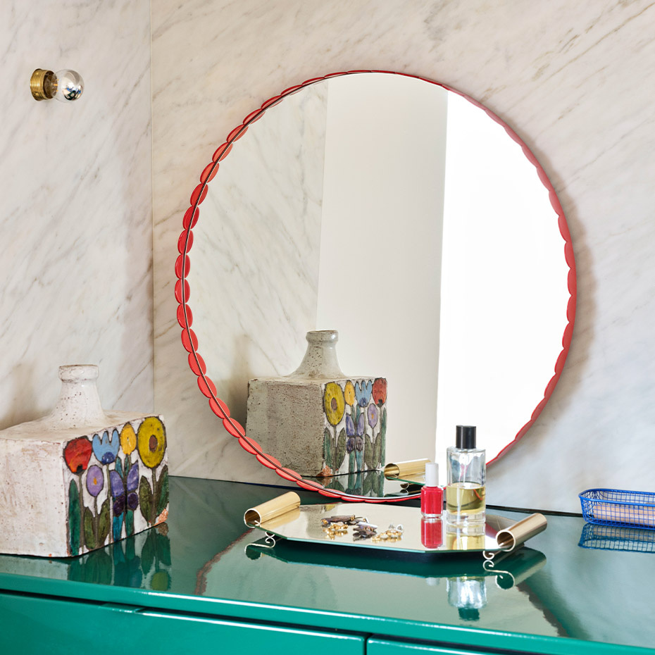 Arcs Mirror Round Red