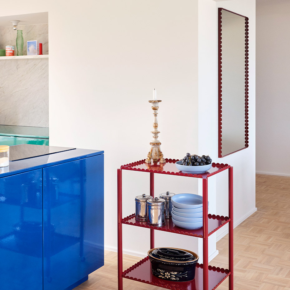 Arcs Mirror Rectangle Large Burgundy