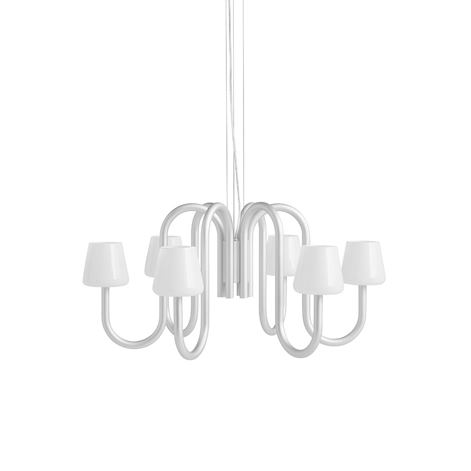 Apollo Ljuskrona 6 Arm Ø74,5cm White Opal Glass