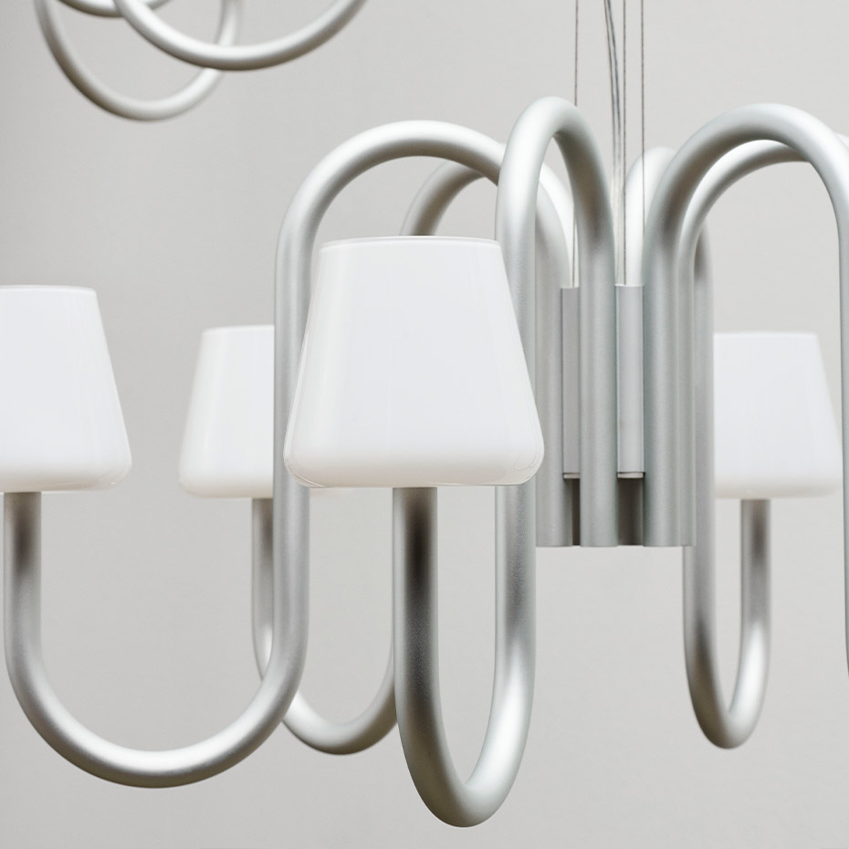 Apollo Ljuskrona 6 Arm Ø74,5cm White Opal Glass