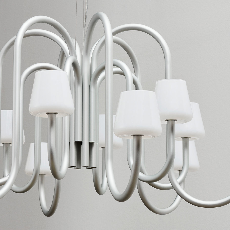 Apollo Ljuskrona 12 Arm Ø106,5cm White Opal Glass