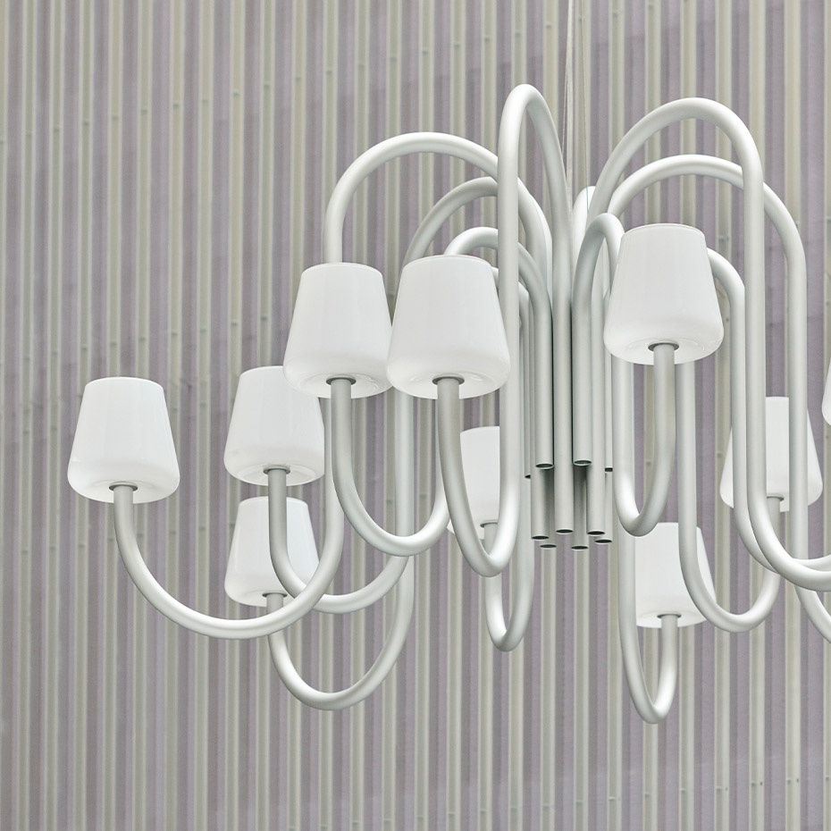 Apollo Ljuskrona 12 Arm Ø106,5cm White Opal Glass