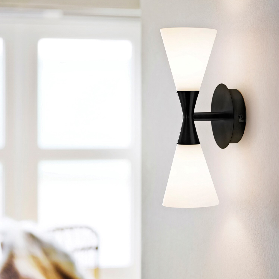 Harlekin Duo Vägglampa Mattsvart