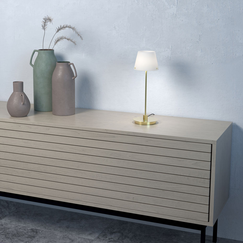 Gil il Grande Bordslampa Mässing/Opalglas