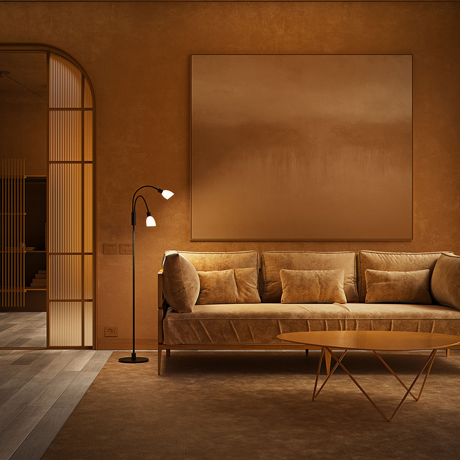 Cut Duo Golvlampa Svart/Opalglas