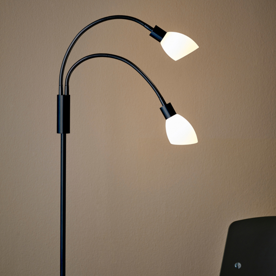 Cut Duo Golvlampa Svart/Opalglas