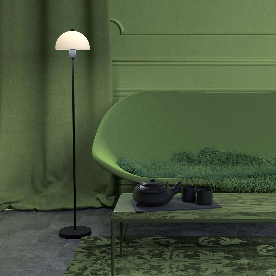 Vienda Golvlampa Svart/Opalglas