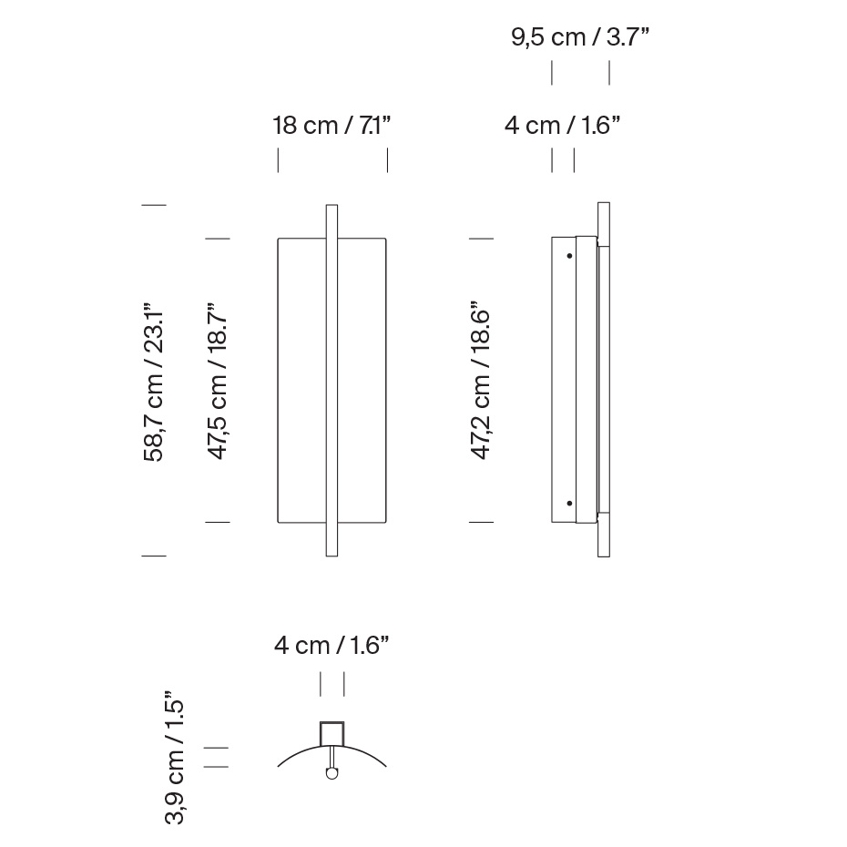 Lámina 45 Vägglampa Glossy White Grey