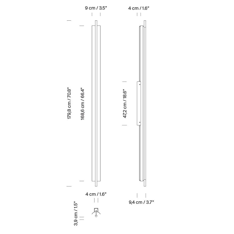 Lámina 165 Vägglampa Glossy White Grey