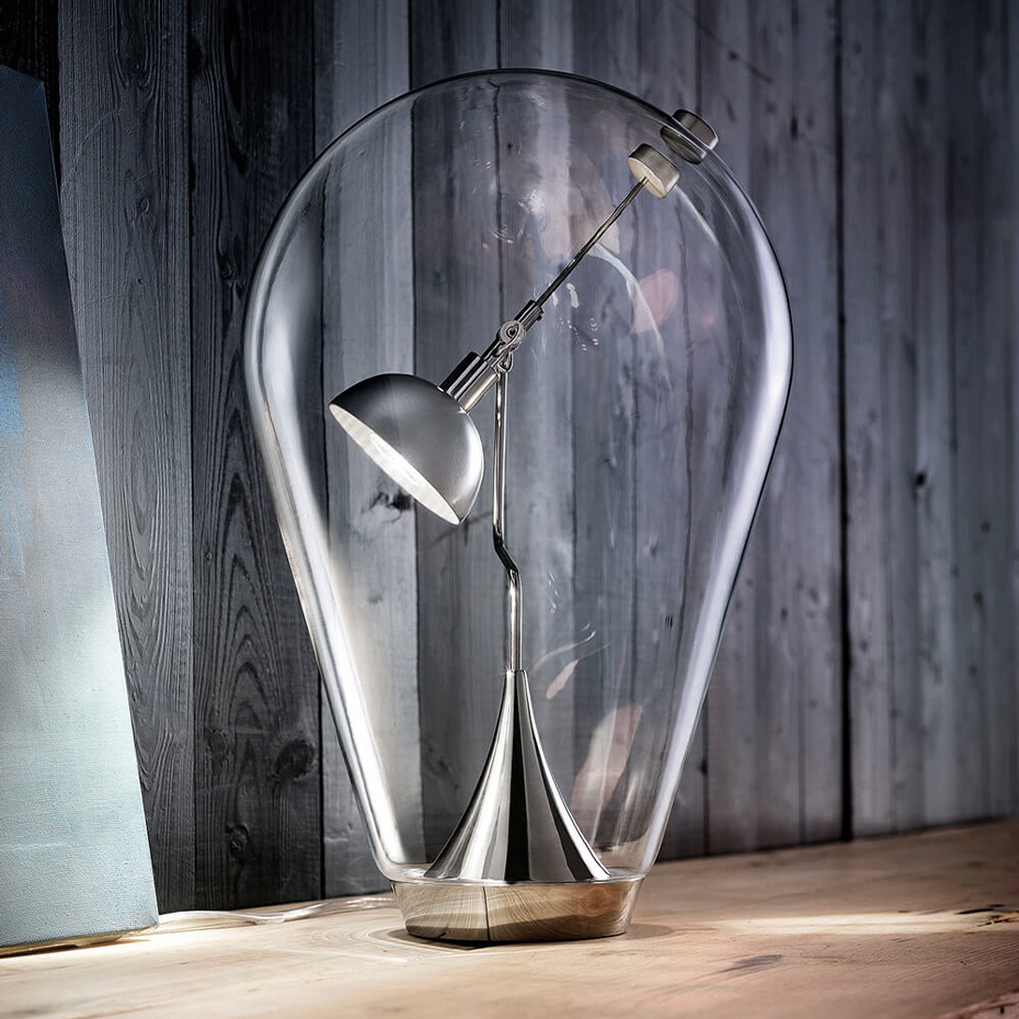 Blow Bordslampa Chrome/Crystal Clear