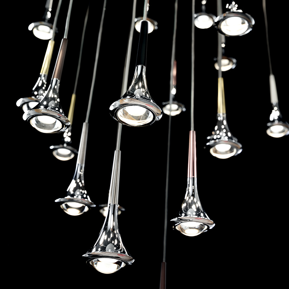 Rain Pendel Matt Black/Brushed Chrome