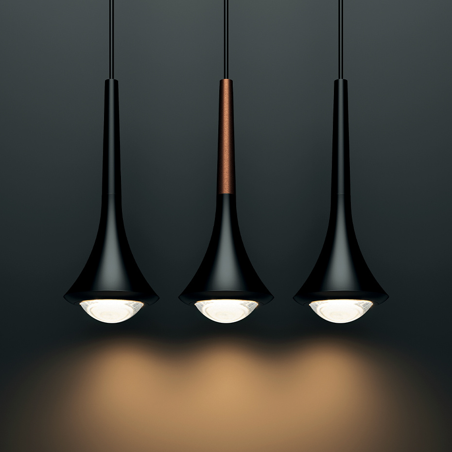 Rain Pendel Matt Black/Brushed Chrome