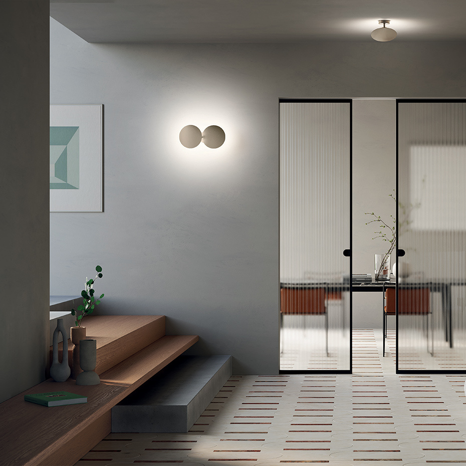 Puzzle Round Taklampa/Vägglampa Double Matt White