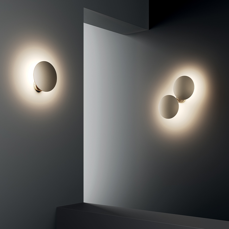 Puzzle Round Taklampa/Vägglampa Double Natural Brown