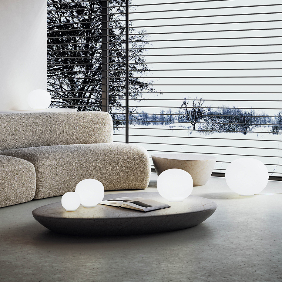 Volum Bordslampa Ø29cm Glossy White Med Dimmer